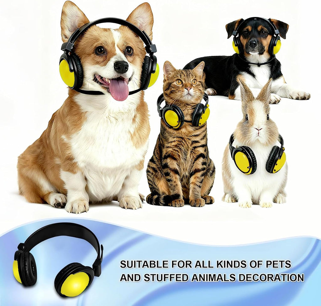 Pet Headphones for Small Dogs & Cats-Adjustable Headband Costume Accessories for Stuffed Animals Dress Up-Cute Party Favors, Cosplay Props, Photo Shoot Supplies-Black&Pink