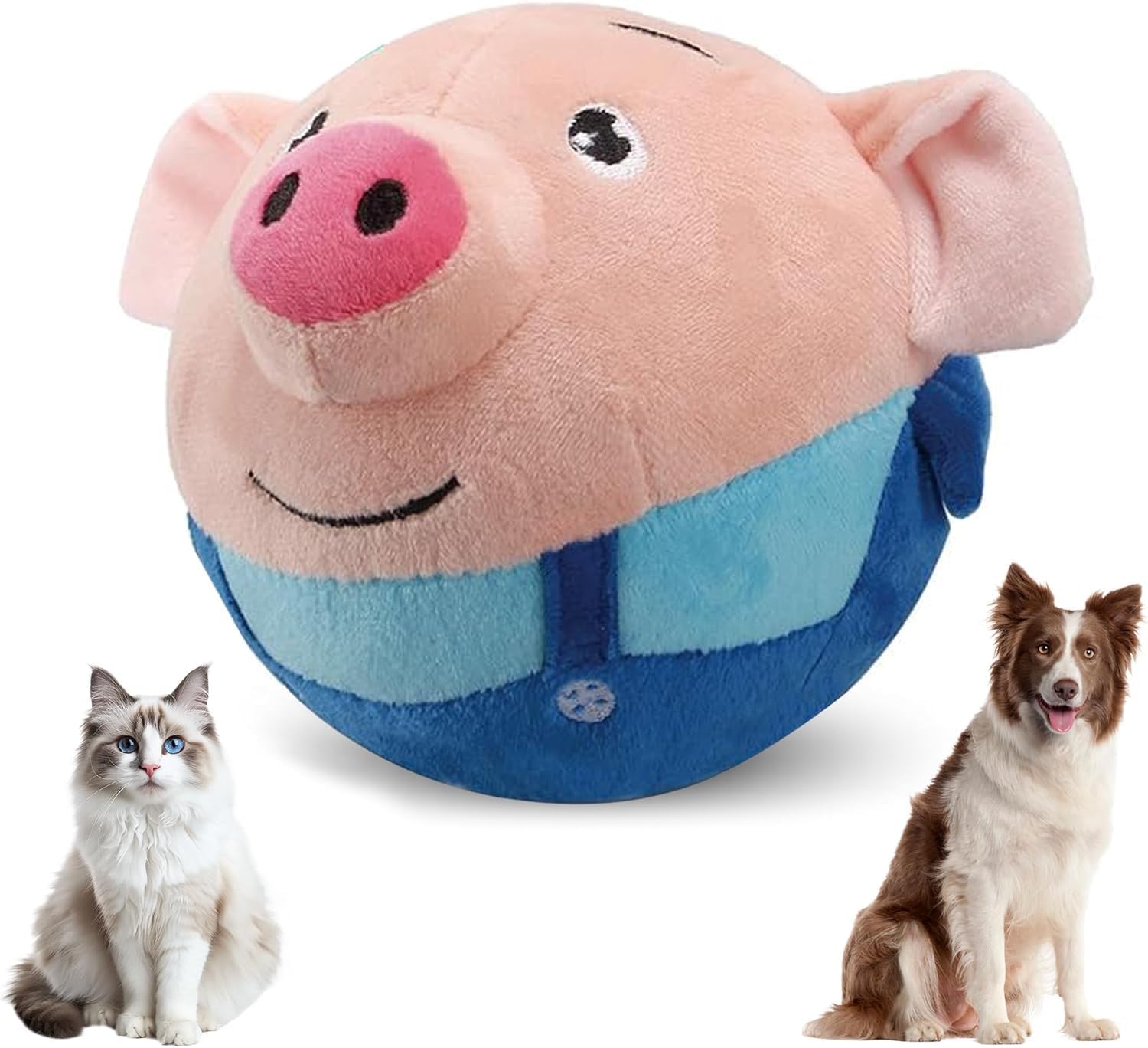 2026 Upgrade Active Moving Pet Plush Toy, Premium Interactive Squeaky Talking Moving Dog Ball Toy, Washable Cartoon Pig Plush Toy for Dogs Puppies to Keep Them Busy (#A3)