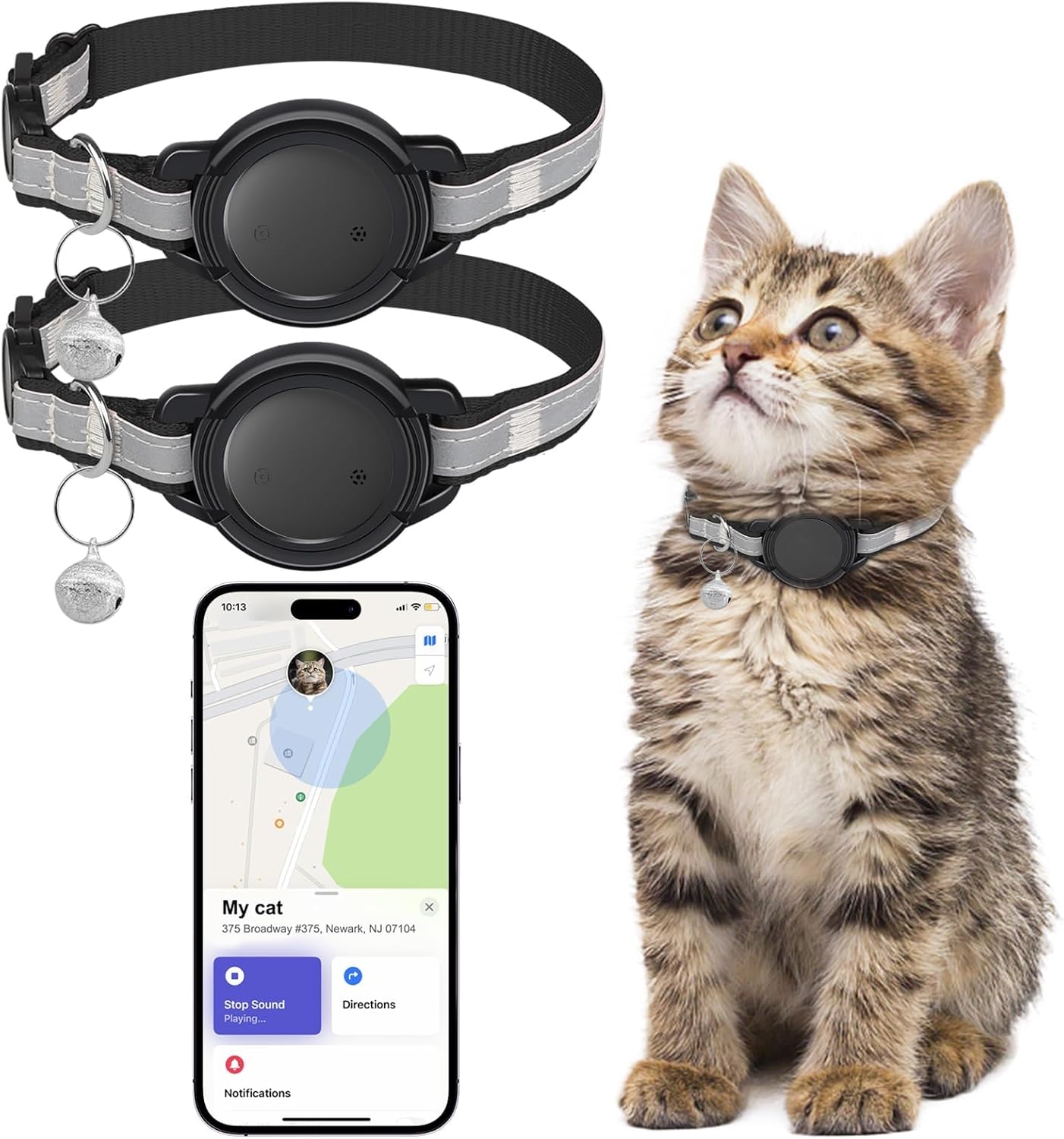 GPS Tracker for Cats (1 Pack), mini GPS Cat Tracker, Smart Pet Activity Tracker, No Monthly Fee, Compatible with Apple Find My(iOS Only), Anti-Lost, Finder Tag for Vehicles, Pets, Kids, Items