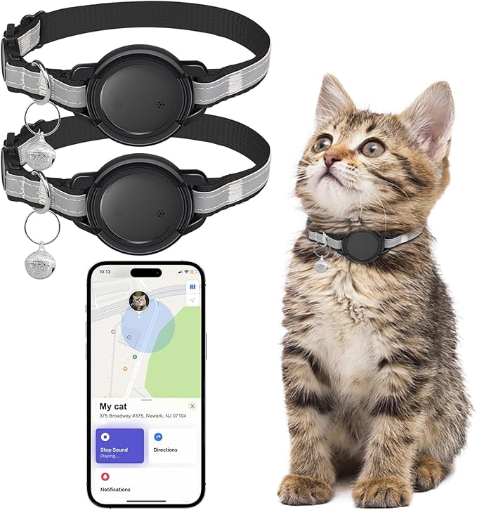 GPS Tracker for Cats (1 Pack), mini GPS Cat Tracker, Smart Pet Activity Tracker, No Monthly Fee, Compatible with Apple Find My(iOS Only), Anti-Lost, Finder Tag for Vehicles, Pets, Kids, Items