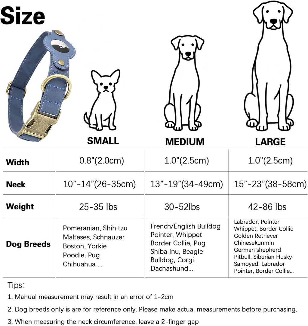 AirTag Dog Collar for Small Dogs Puppy - Soft Leather Dog Collar with Apple AirTag Holder and Metal Buckle - Smart Tracker GPS Apple Air Tag Pet Collars (Red, S)
