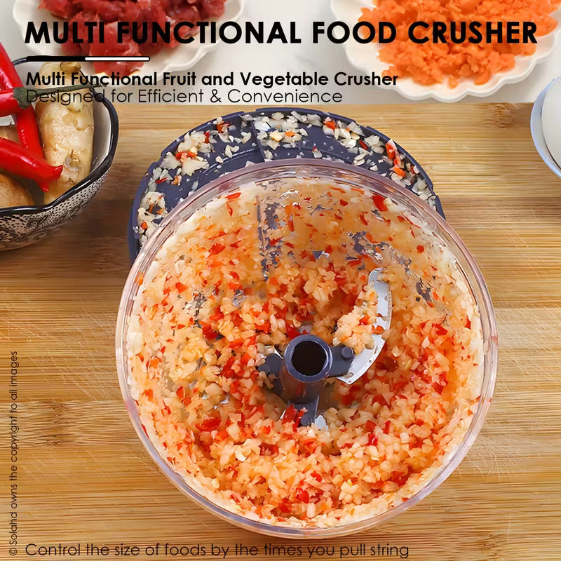 1pc Stainless Steel Garlic Maker - Manual Food Processor & Multi-Chopper with Easy Pull String Design - Durable, BPA-Free for Quick Onion, Garlic, Vegetable, Fruit, Nut & Herb Slicing - Essential Kitchen Accessory