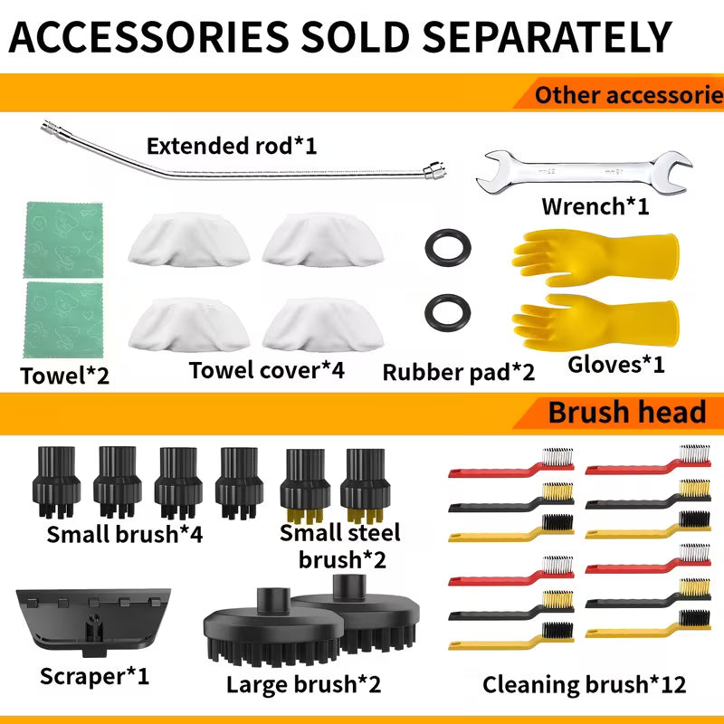 High Pressure Steam Cleaner, Household Steam Cleaner Handheld, Suitable For Kitchen Fume, Sofa, Small Air Conditioning, Washing Machine, 35pcs Accessory Set (without Steam Cleaner)