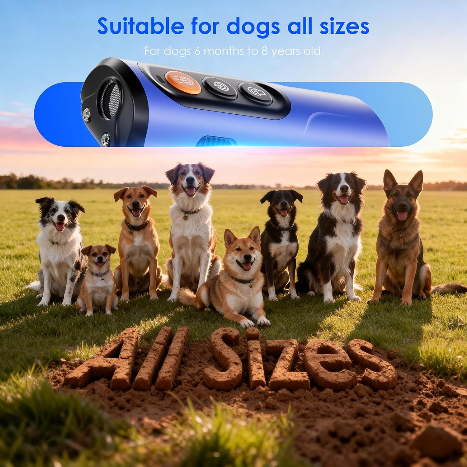 Dog Bark Deterrent Device, 50FT Range Ultrasonic Anti-Barking Tool for Training - Safe & Effective, Rechargeable Orange Handheld with LED for Indoor/Outdoor, Humane No-Collar Alternative