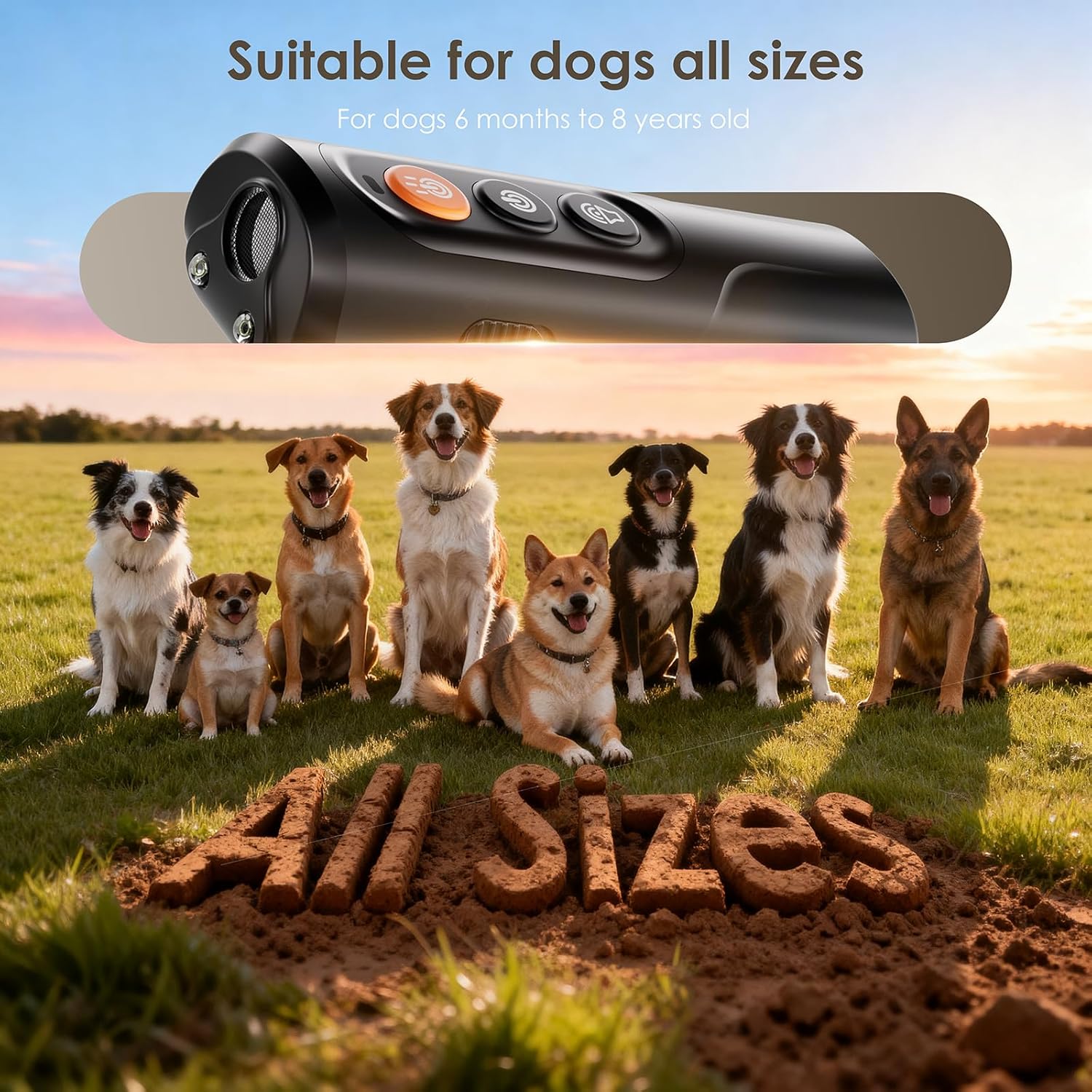 Dog Bark Deterrent Device, 50FT Range Ultrasonic Anti-Barking Tool for Training - Safe & Effective, Rechargeable Orange Handheld with LED for Indoor/Outdoor, Humane No-Collar Alternative