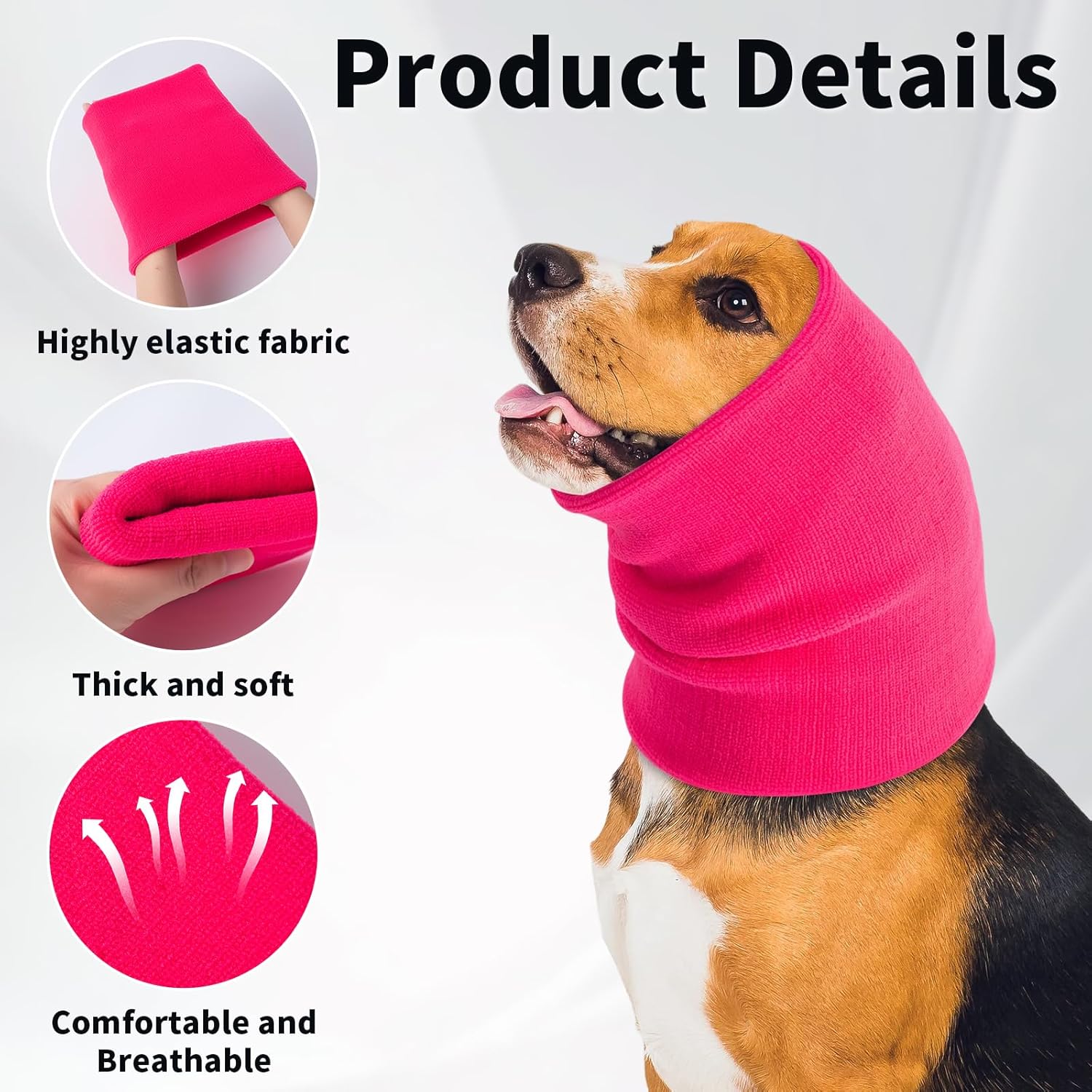 3Pack Dog Calming Hoodie for Small Medium Large Dogs High Elastic Pet Anxiety Relief Ear Wrap Cat Calming Collar Noise Reduce Protection for Fireworks,Thunder,Force Drying (Grey)