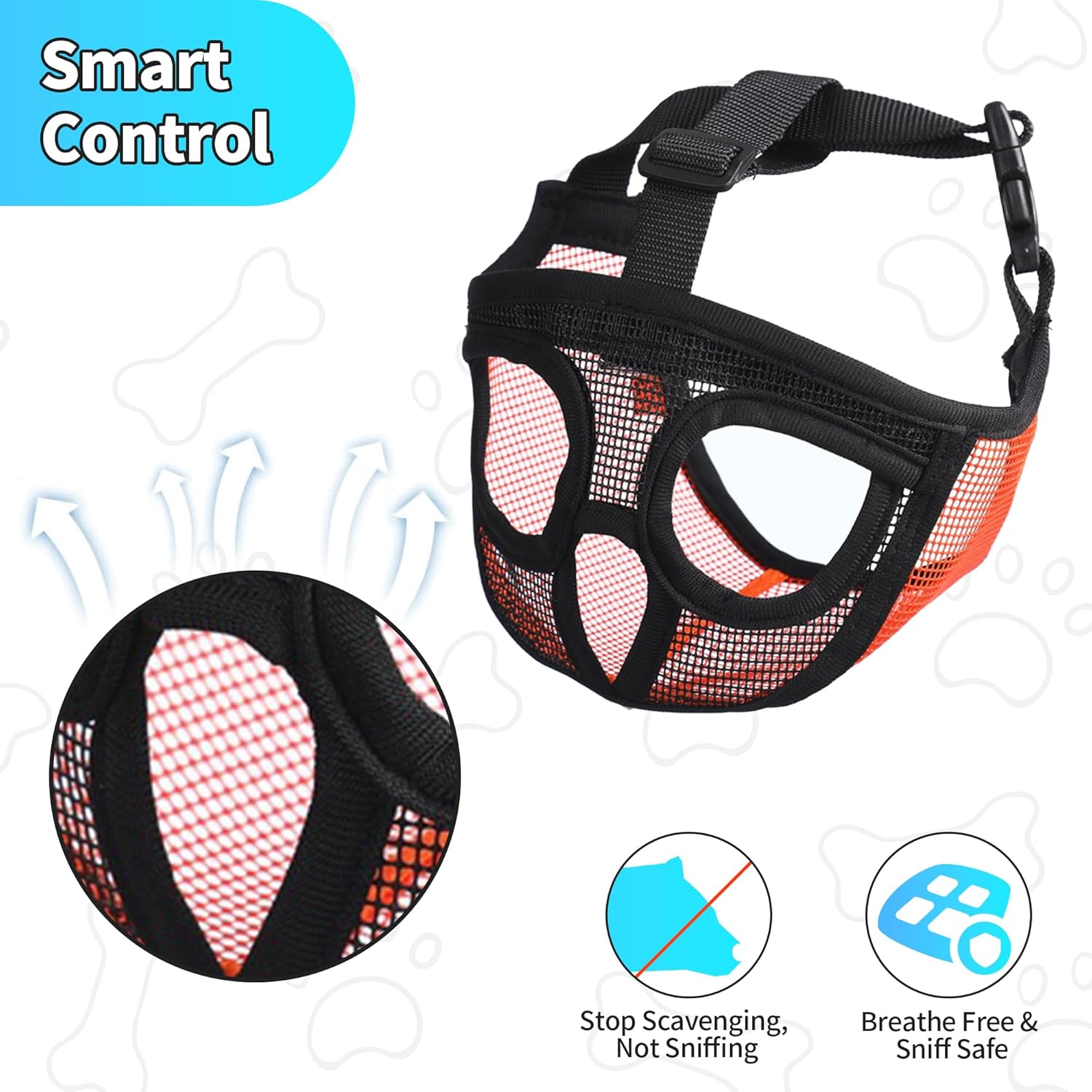 Short Snout Dog Muzzle, French Bulldog Muzzle with Soft Mesh Adjustable Anti Bitting Chewing Barking for Medium Large Breeds Pug/Shih Tzu/Boston Terrier Grey L-3