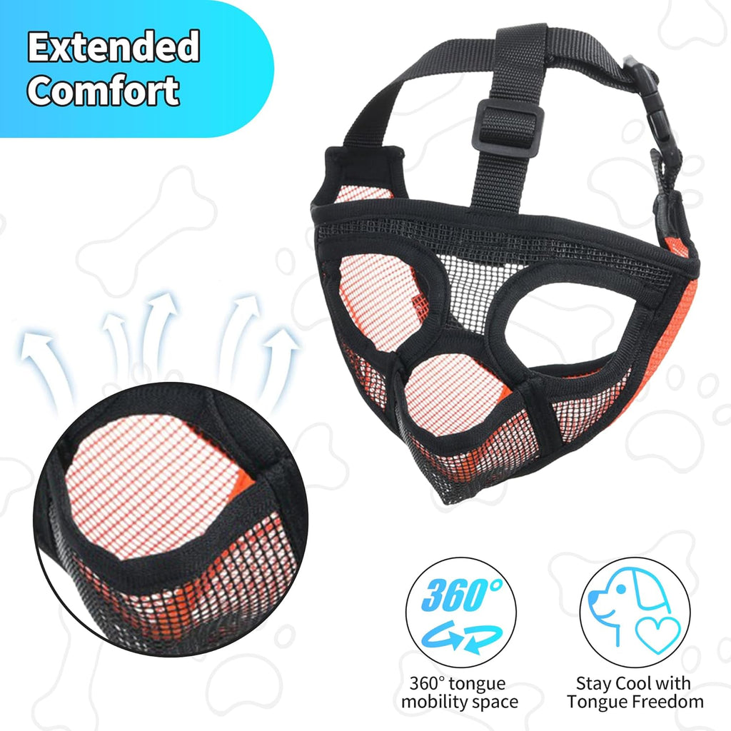 Short Snout Dog Muzzle, French Bulldog Muzzle with Soft Mesh Adjustable Anti Bitting Chewing Barking for Medium Large Breeds Pug/Shih Tzu/Boston Terrier Grey L-3