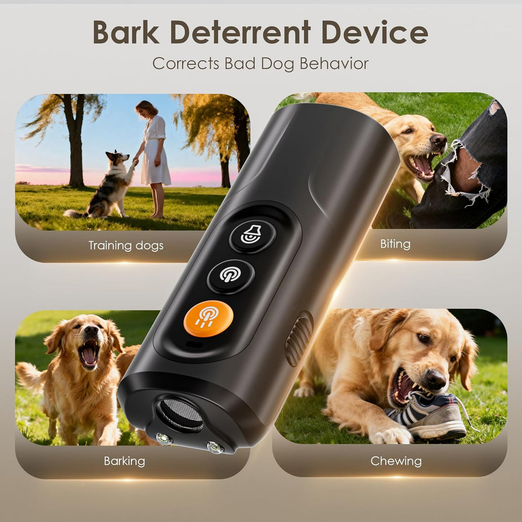 Dog Bark Deterrent Device, 50FT Range Ultrasonic Anti-Barking Tool for Training - Safe & Effective, Rechargeable Orange Handheld with LED for Indoor/Outdoor, Humane No-Collar Alternative