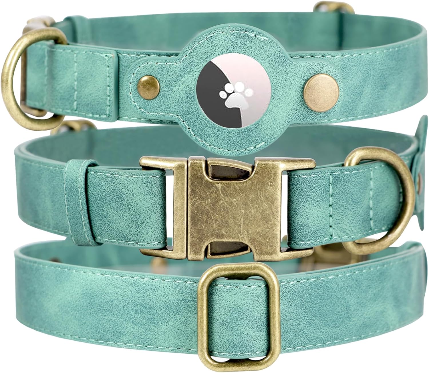 AirTag Dog Collar for Small Dogs Puppy - Soft Leather Dog Collar with Apple AirTag Holder and Metal Buckle - Smart Tracker GPS Apple Air Tag Pet Collars (Red, S)