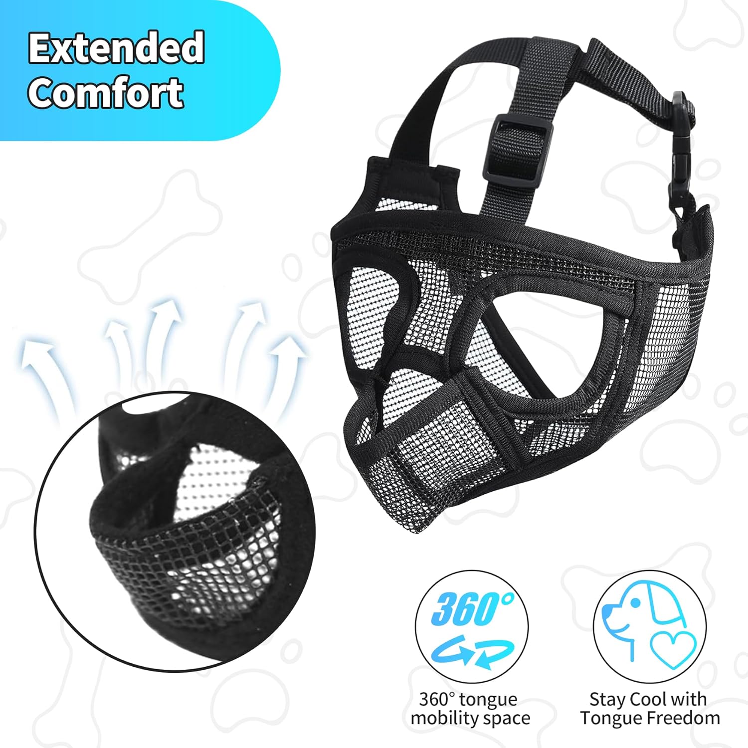 Short Snout Dog Muzzle, French Bulldog Muzzle with Soft Mesh Adjustable Anti Bitting Chewing Barking for Medium Large Breeds Pug/Shih Tzu/Boston Terrier Grey L-3