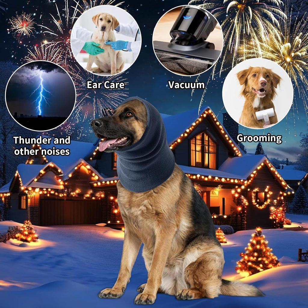 3Pack Dog Calming Hoodie for Small Medium Large Dogs High Elastic Pet Anxiety Relief Ear Wrap Cat Calming Collar Noise Reduce Protection for Fireworks,Thunder,Force Drying (Grey)