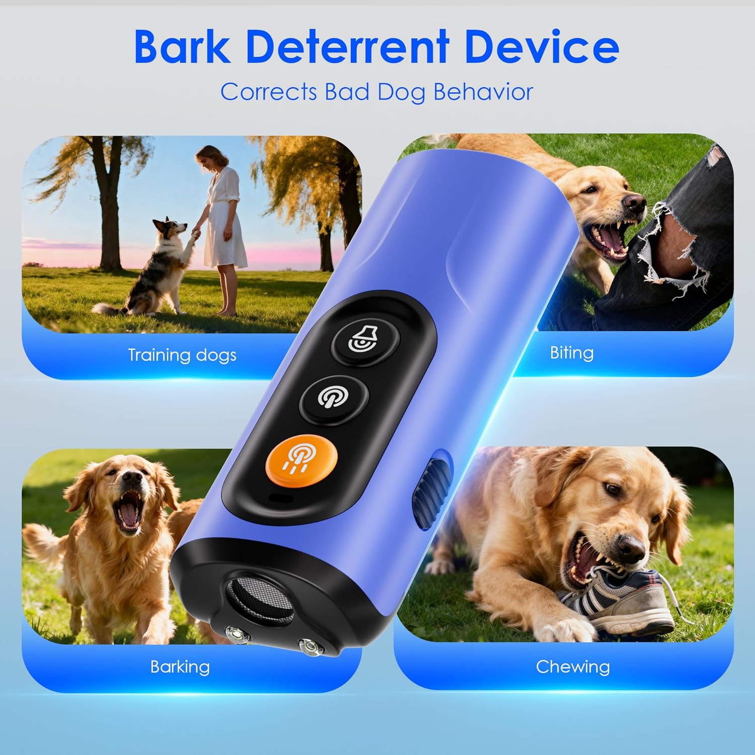 Dog Bark Deterrent Device, 50FT Range Ultrasonic Anti-Barking Tool for Training - Safe & Effective, Rechargeable Orange Handheld with LED for Indoor/Outdoor, Humane No-Collar Alternative