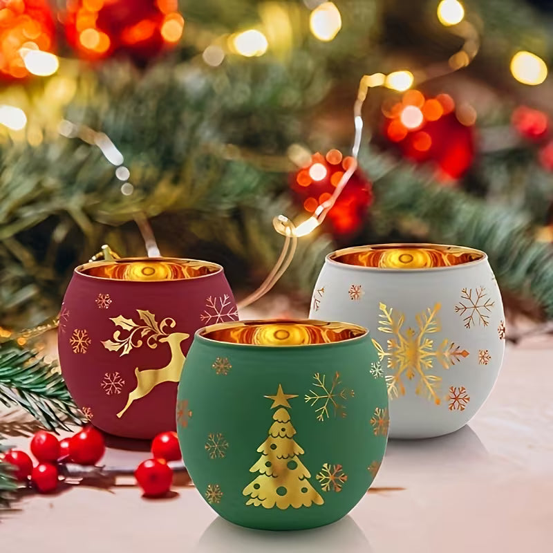 6pcs Classic Electroplated Engraved Translucent Vintage Candle Holders with Golden Accents - Perfect for Thanksgiving, Halloween, Christmas, Easter, Valentine'S Day Tabletop Decor, Candle Holder Decor