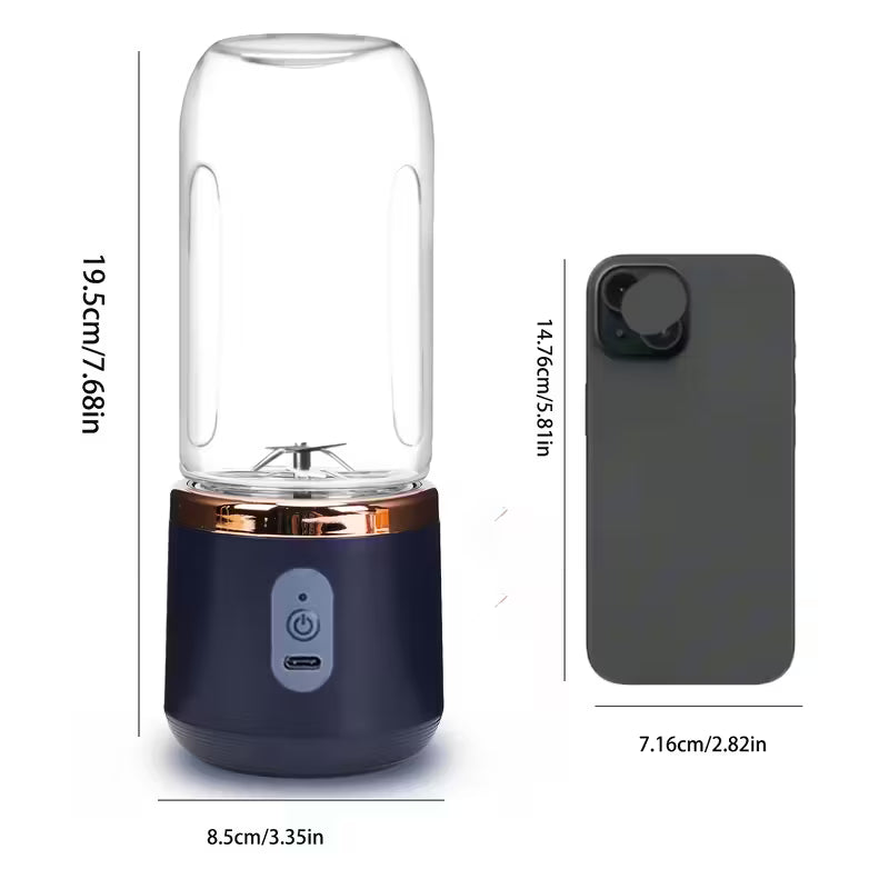 A High-Quality Juicing Cup with a Capacity of 400 Milliliters, Featuring a 2-In-1 Portable Lid And 6 Blades for Juicing, Perfect for Sports And Travel, And USB Rechargeable.