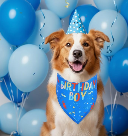 Birthday Boy Dog Bandana, 1PCS Birthday Dog Bandana Printed Triangle Scarf, for Puppy Large Medium Dogs Party Supplies