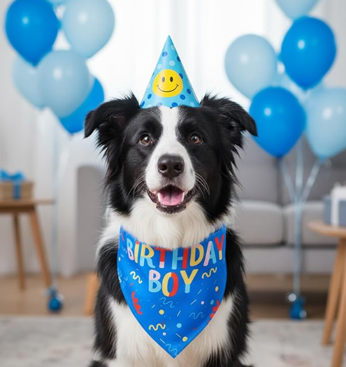 Birthday Boy Dog Bandana, 1PCS Birthday Dog Bandana Printed Triangle Scarf, for Puppy Large Medium Dogs Party Supplies
